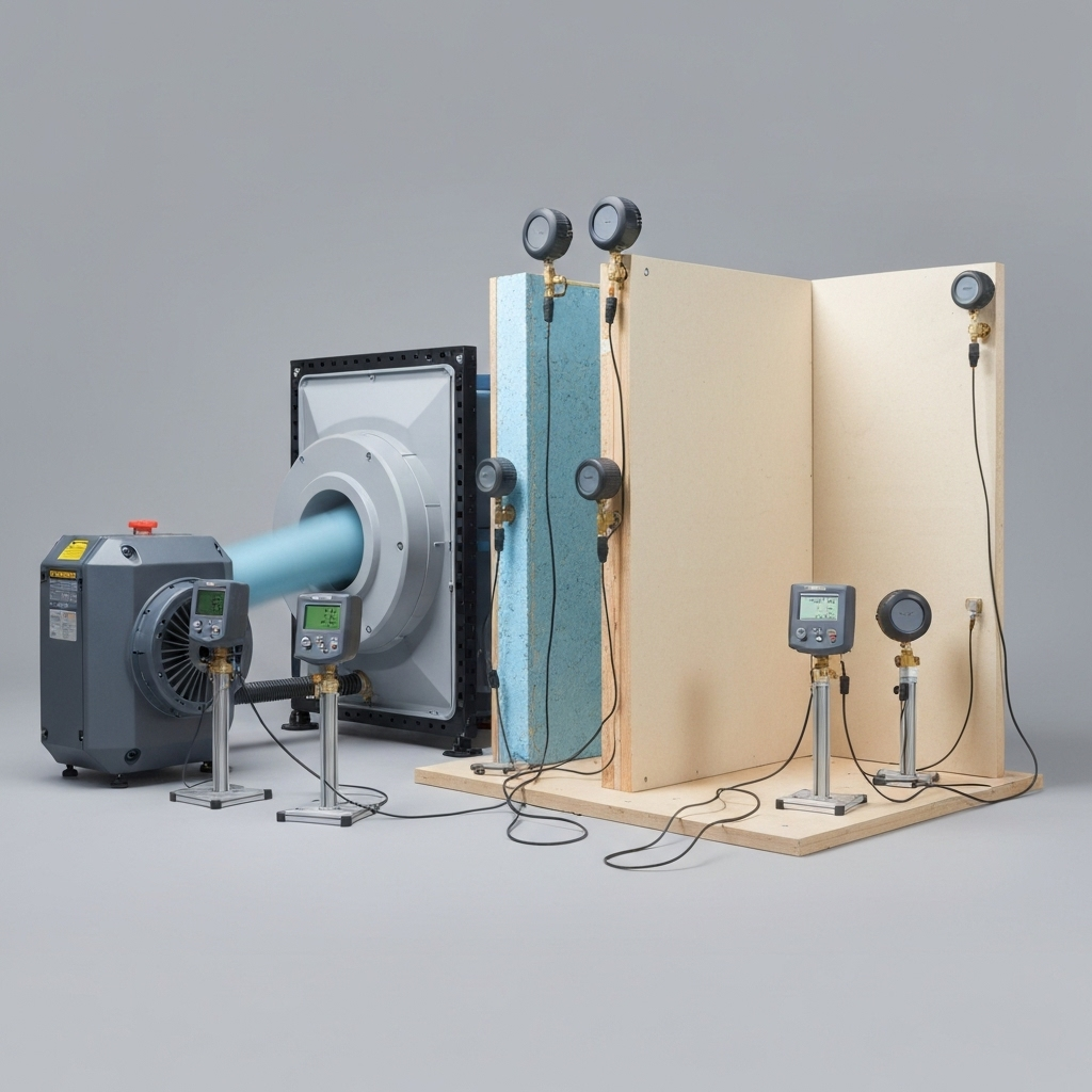 Air barrier testing with blower door